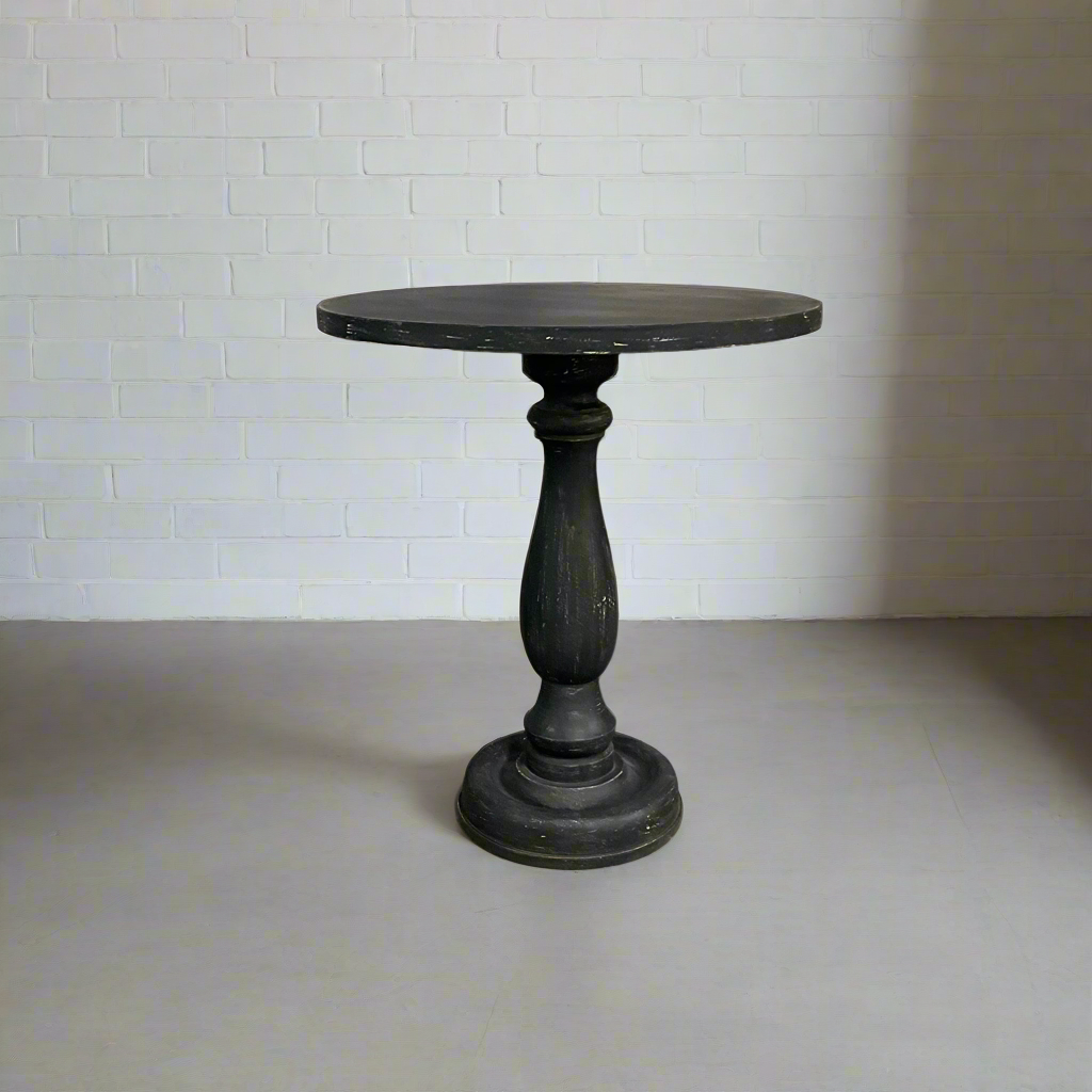 Pedestal black end table