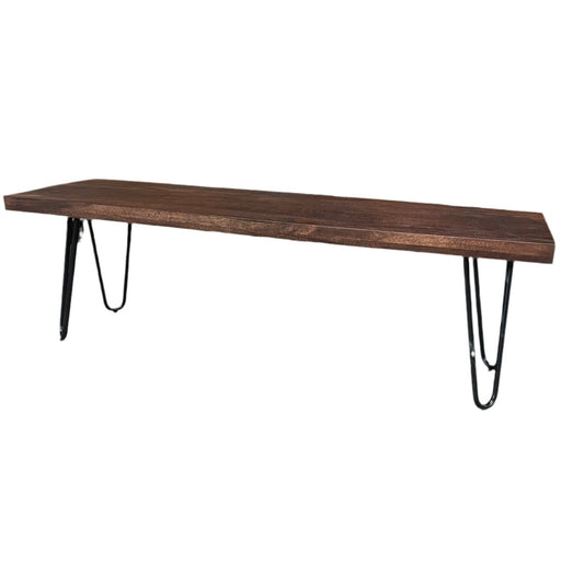 55 inch Ashlynn mango wood bench with hair pin legs - Rustic Furniture Outlet