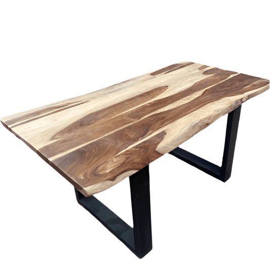 63 inch Devinci Natural Rosewood dining table with U legs - Rustic Furniture Outlet