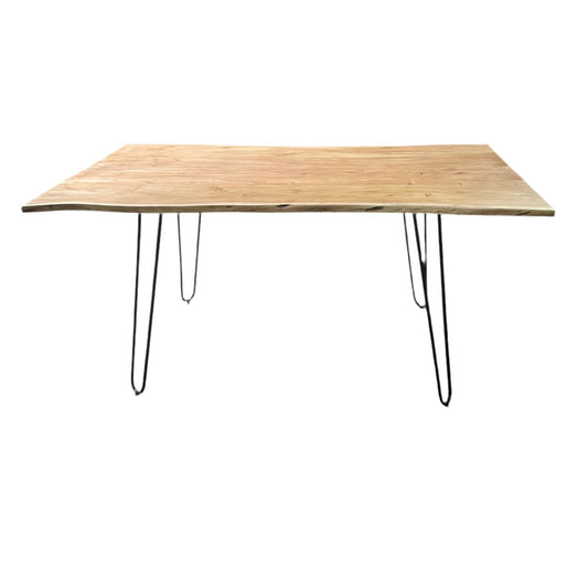 Table à manger en bois d'acacia Embrun de 63 pouces avec pieds en épingle à cheveux - Rustic Furniture Outlet