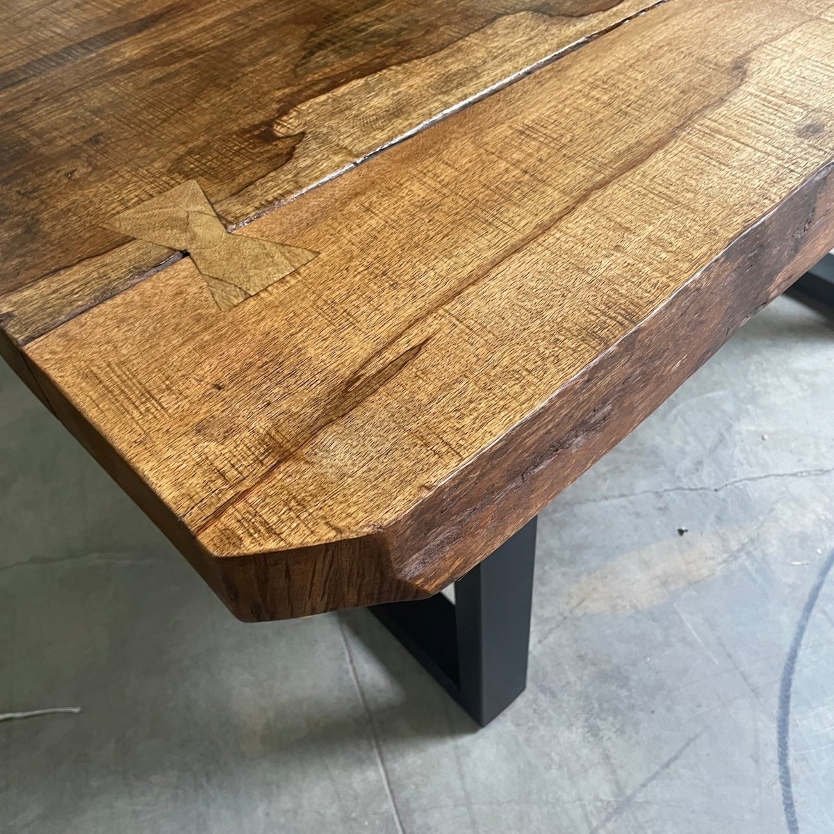 63 inch Russel Live edge mango wood dining table U - Rustic Furniture Outlet