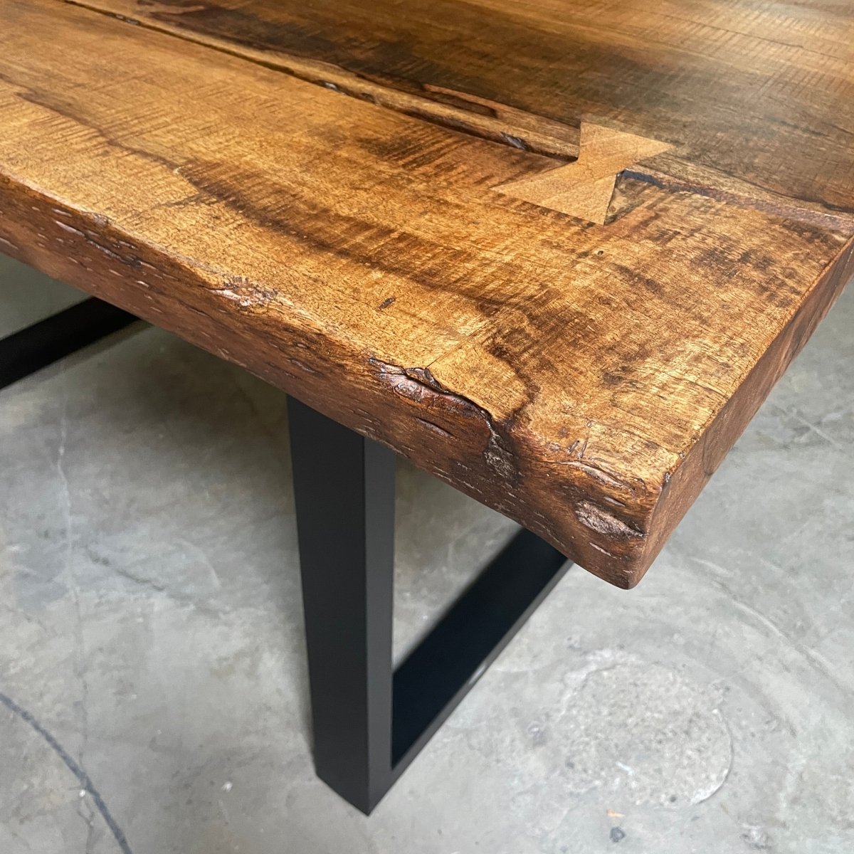 63 inch Russel Live edge mango wood dining table U - Rustic Furniture Outlet