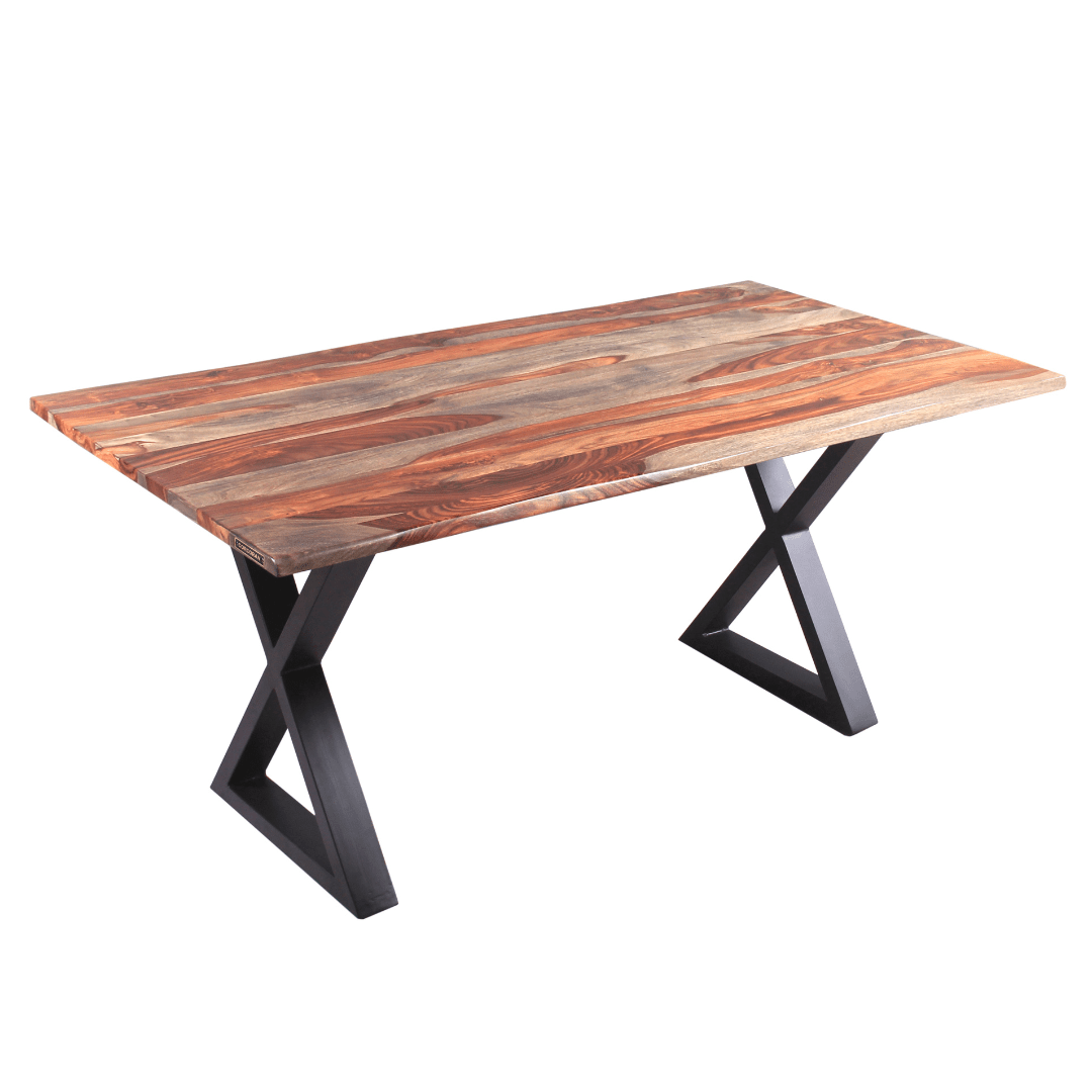 67 inch Grey Live edge rosewood dining table with X legs - Rustic Furniture Outlet