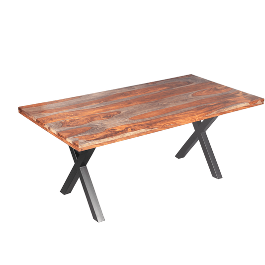 70 inch Zen Grey rosewood dining table with X legs - Rustic Furniture Outlet