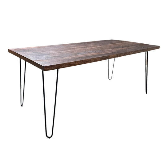 71 inch Ashlynn mango wood dining table with hair pin legs - Rustic Furniture Outlet