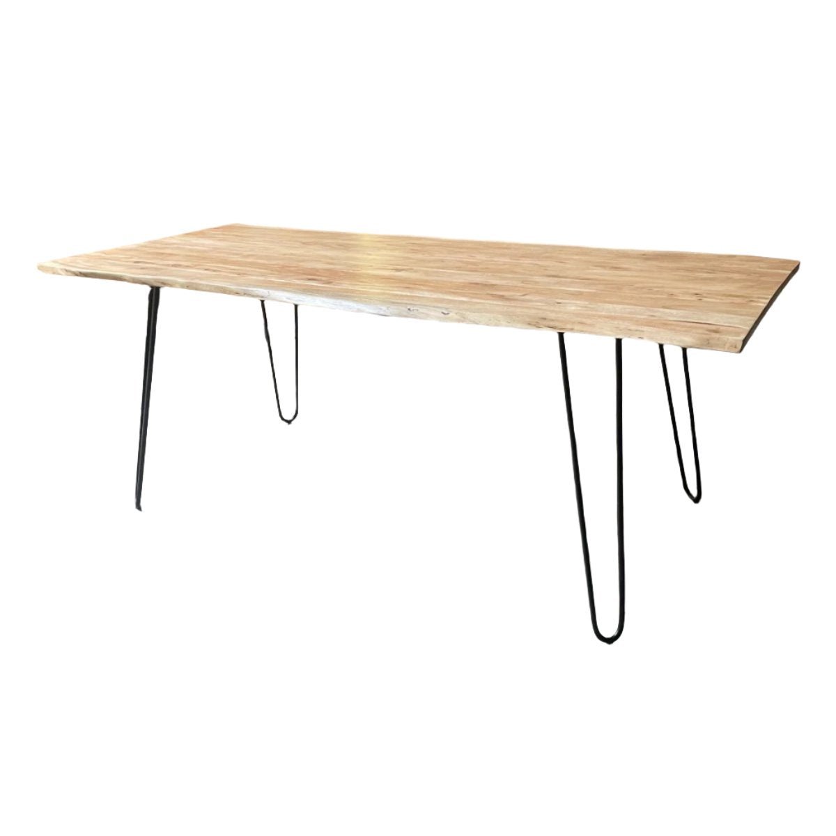 71 inch Embrun Acacia wood Dining Table with hair pin legs - Rustic Furniture Outlet