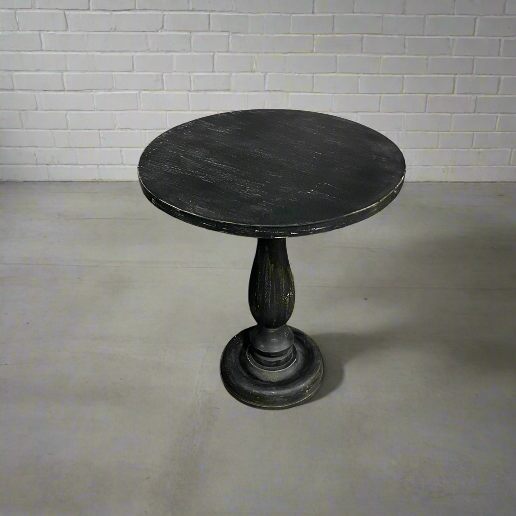 Pedestal black end table