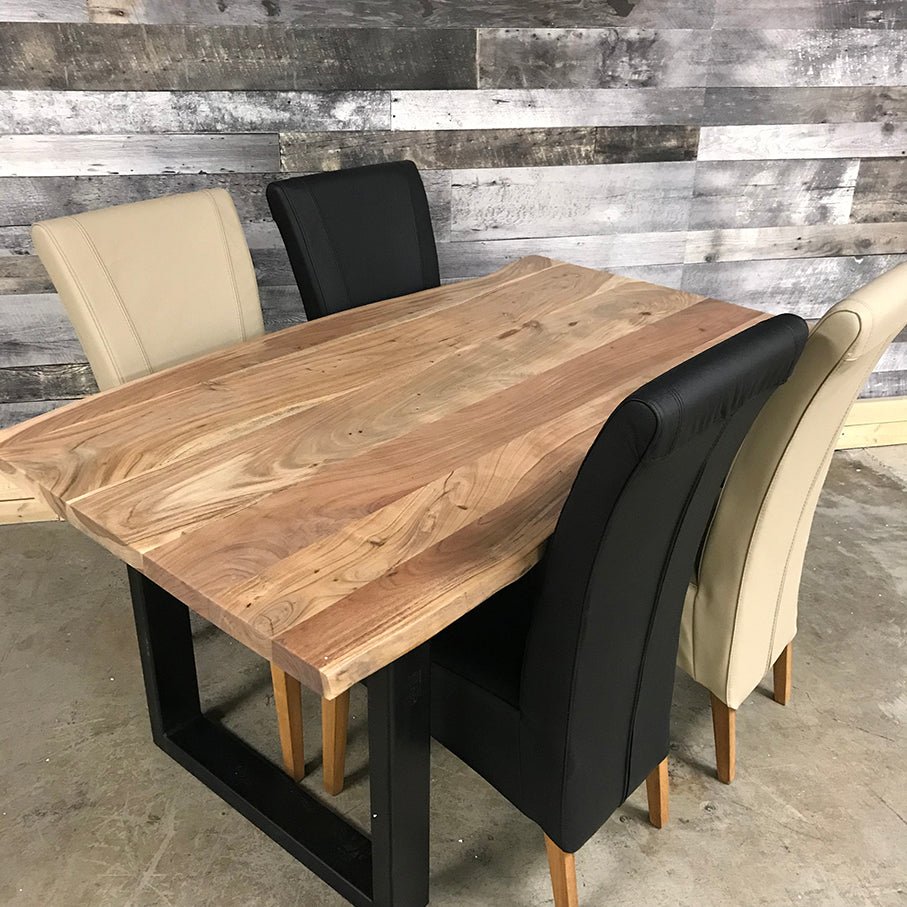 79 inch Yosemite live edge acacia wood dining table with U legs - Rustic Furniture Outlet