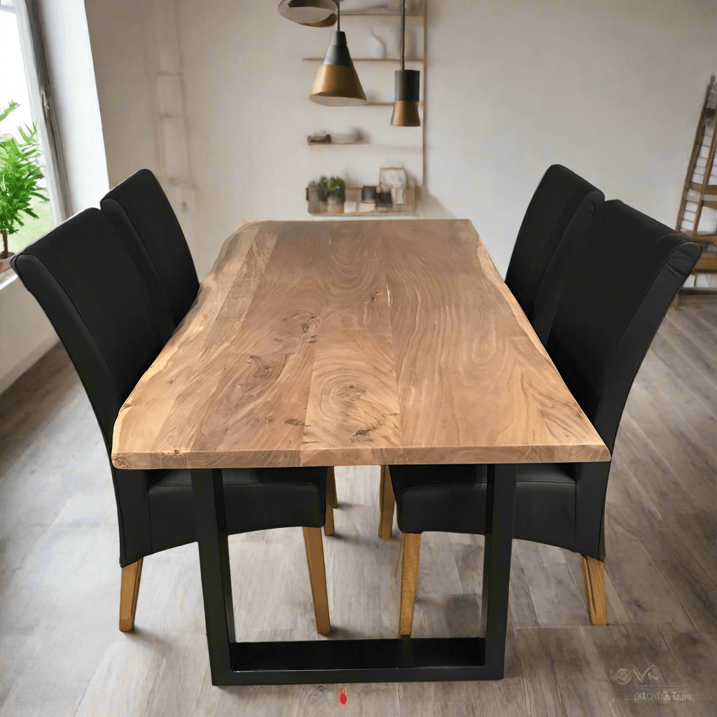 79 inch Yosemite live edge acacia wood dining table with U legs - Rustic Furniture Outlet