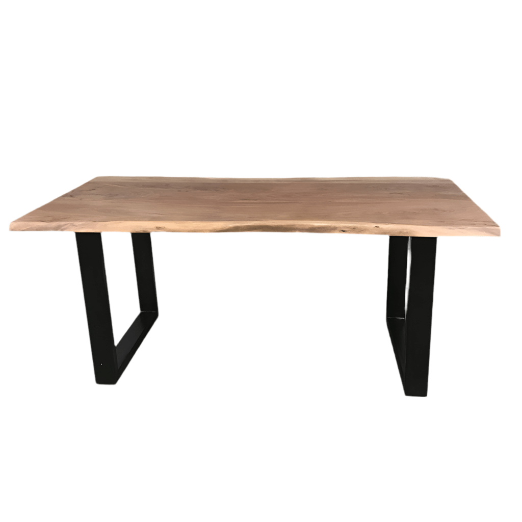 79 inch Yosemite live edge acacia wood dining table with U legs - Rustic Furniture Outlet