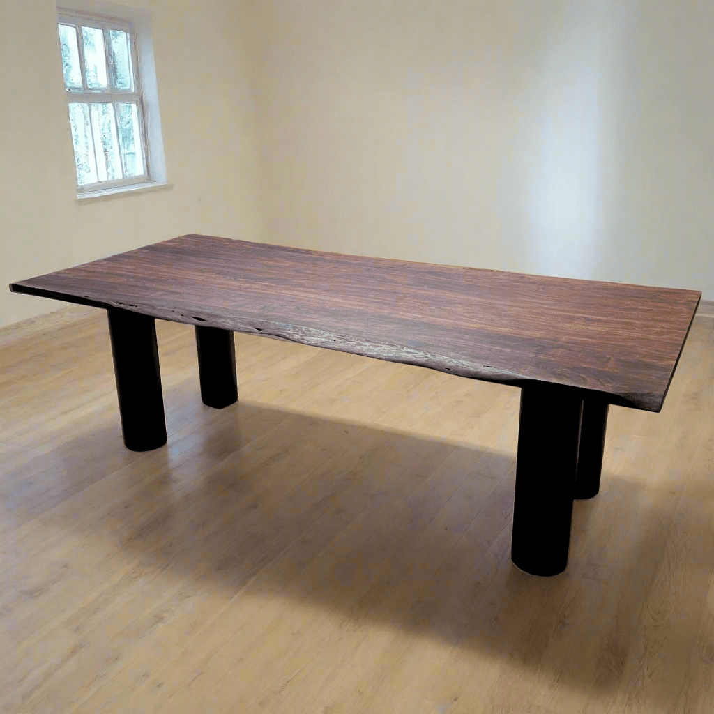 96 inch mango wood dining table with wood legs - Rustic Furniture Outlet