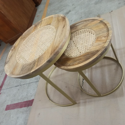 Sigma Nesting Mango Wood Rattan coffee tables