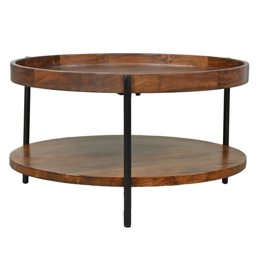 PAVIA - Round Acacia Wood Coffee Table