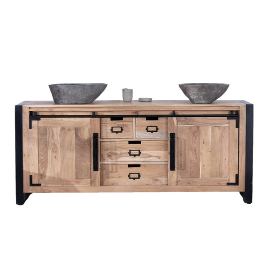 Adelle Acacia wood 71 inch bathroom vanity - Rustic Furniture Outlet