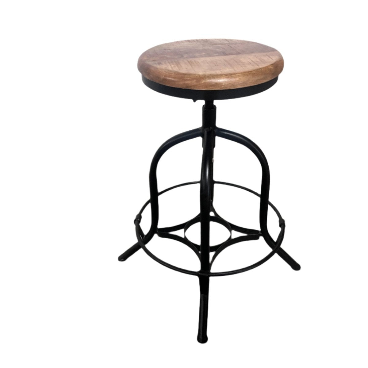 Adjustable Mango Wood Industrial Counter Stool - Rustic Furniture Outlet