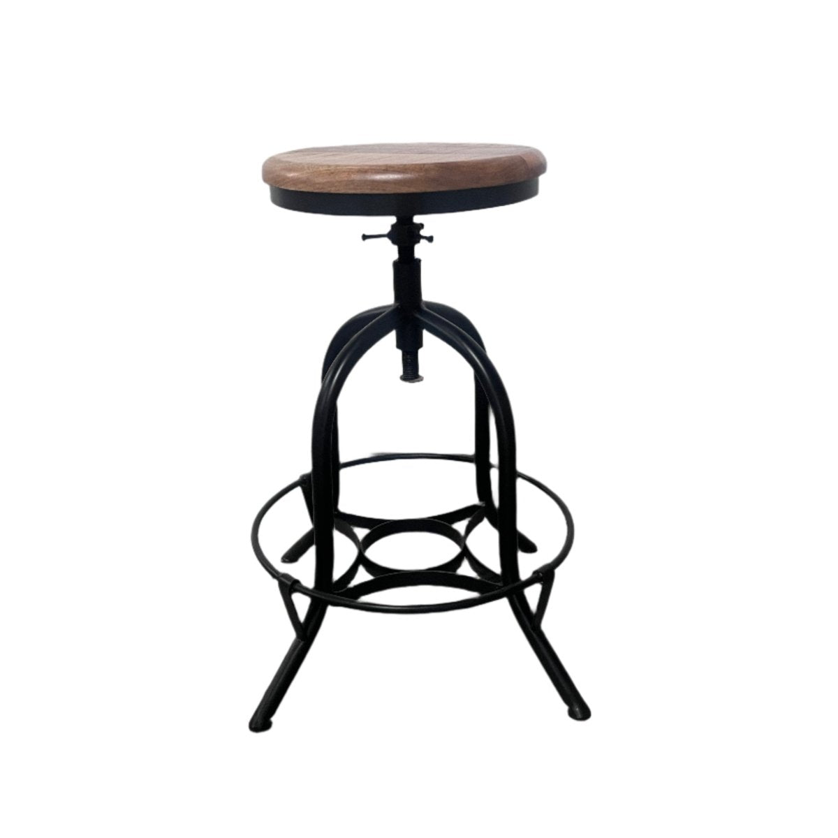 Adjustable Mango Wood Industrial Counter Stool - Rustic Furniture Outlet