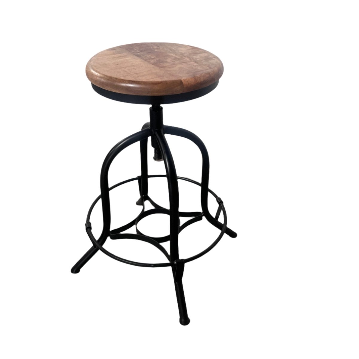 Adjustable Mango Wood Industrial Counter Stool - Rustic Furniture Outlet