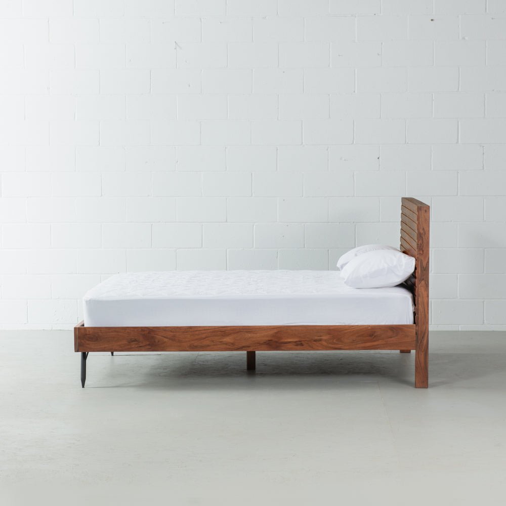 ARIA - King Acacia Wood Bed - Rustic Furniture Outlet