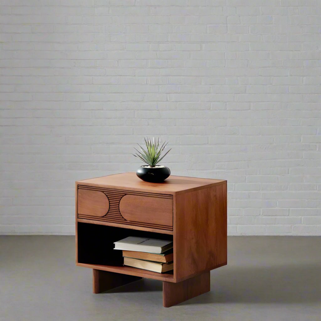 ELLIPSE - Mango Wood Night Stand - Rustic Furniture Outlet