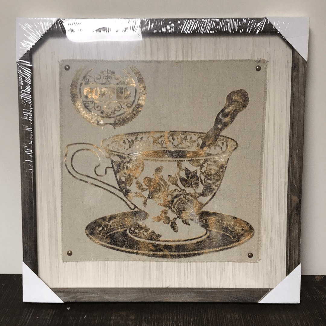 Framed tea cup 20 x 20 - Rustic Furniture Outlet