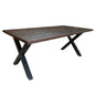 Frontier Chocolate 75 inch mango wood Rectangle Dining Table metal X legs - Rustic Furniture Outlet