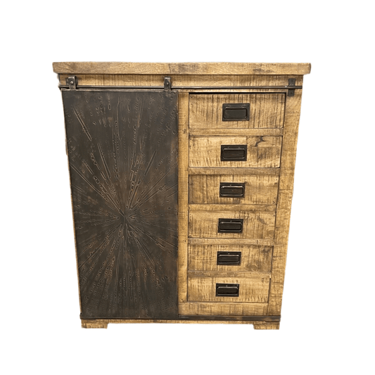 Galibier Mango Wood Barn door 6 drawer chest - Rustic Furniture Outlet