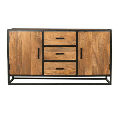 Goa Mango Wood Sideboard 2 doors 3 drawers - Rustic Furniture Outlet