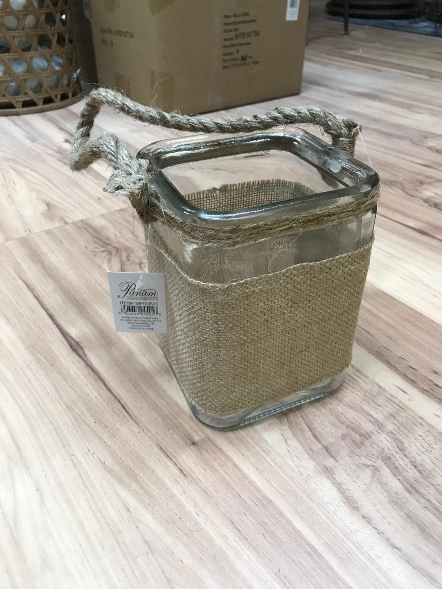 Jar with rope and jute - Rustic Furniture Outlet