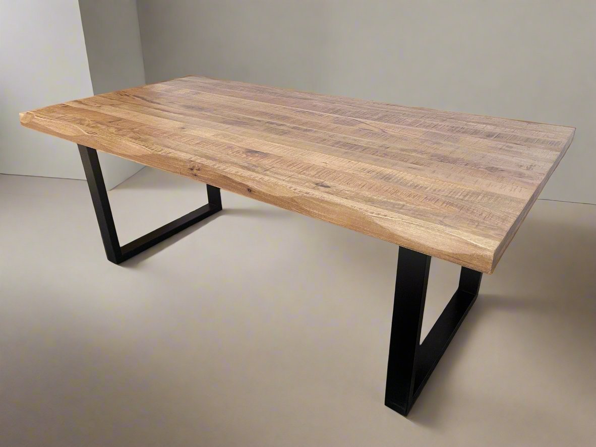 Kollbrunn Natural Live Edge Mango Dining Table - Rustic Furniture Outlet