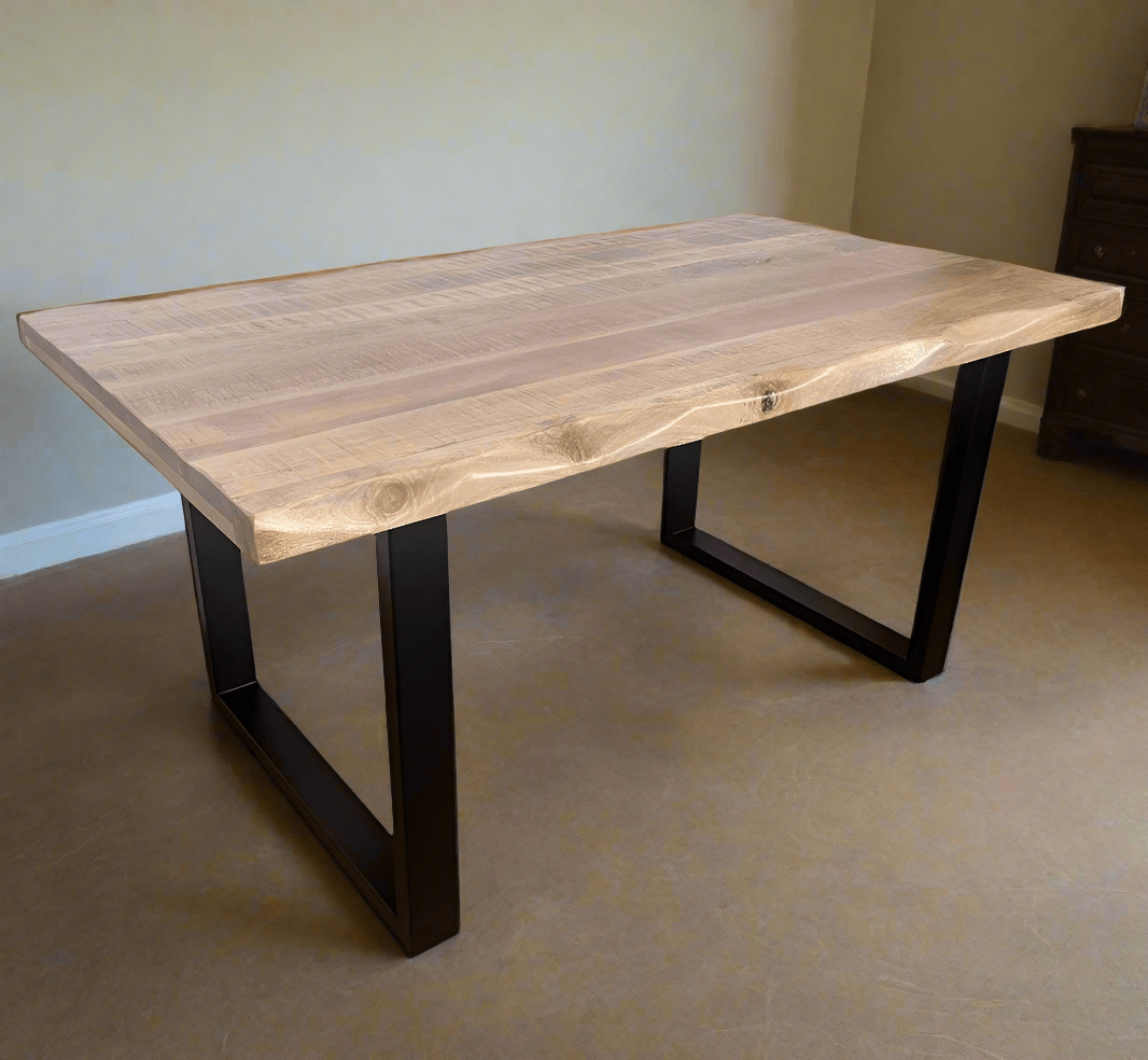 Kollbrunn Natural Live Edge Mango Dining Table - Rustic Furniture Outlet