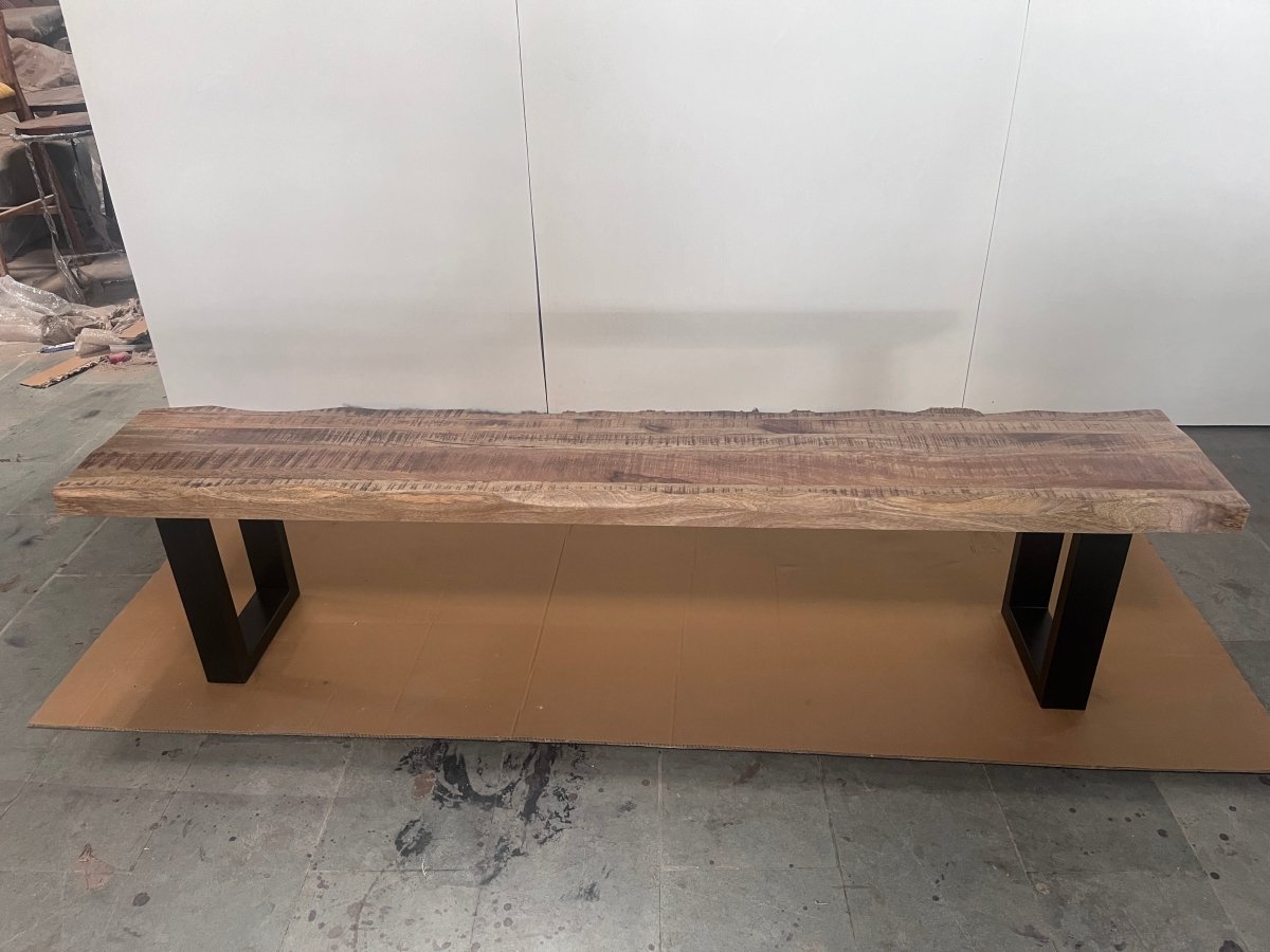 Kollbrunn Natural mango wood bench - Rustic Furniture Outlet