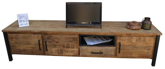 Meuble TV extra long en bois de manguier La Mura - Sortie de meubles rustiques