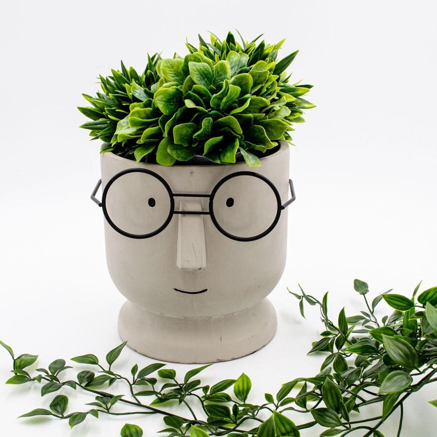 Large Face planter with glasses - Rustic Furniture Outlet