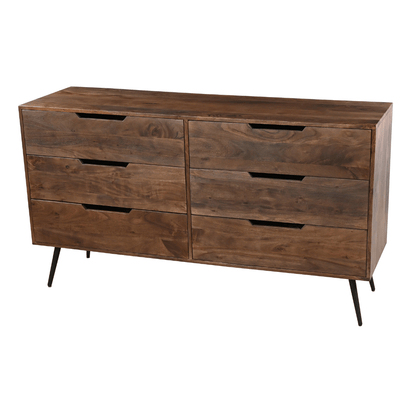 MADRID - Acacia Wood 6 Drawer Dresser - Rustic Furniture Outlet