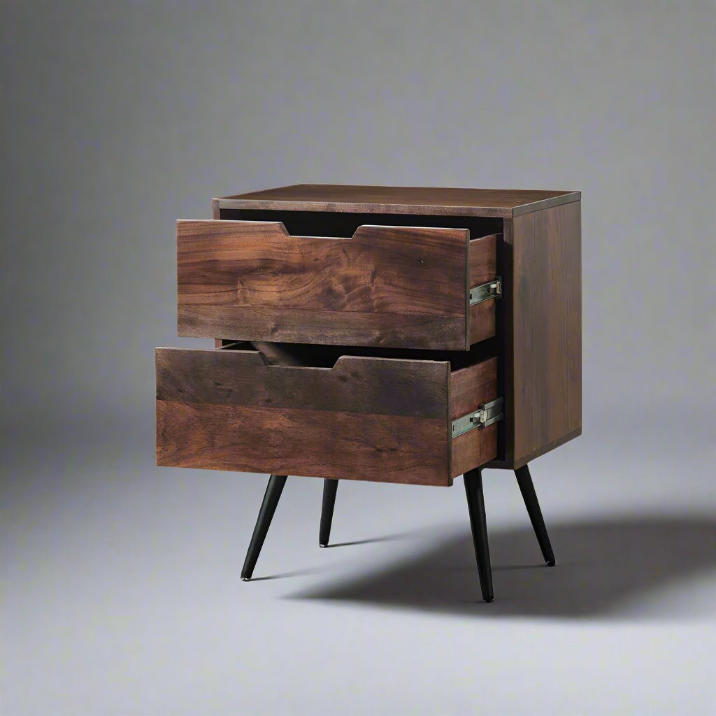 MADRID - Acacia Wood Nightstand - Rustic Furniture Outlet