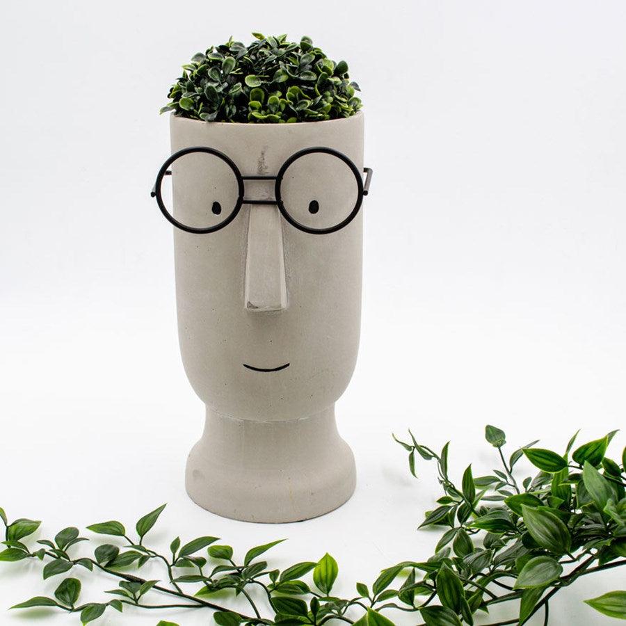 Medium Face planter with glasses - Rustic Furniture Outlet