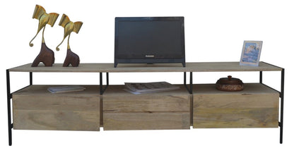 Merapi long plasma Mango wood TV stand - Rustic Furniture Outlet