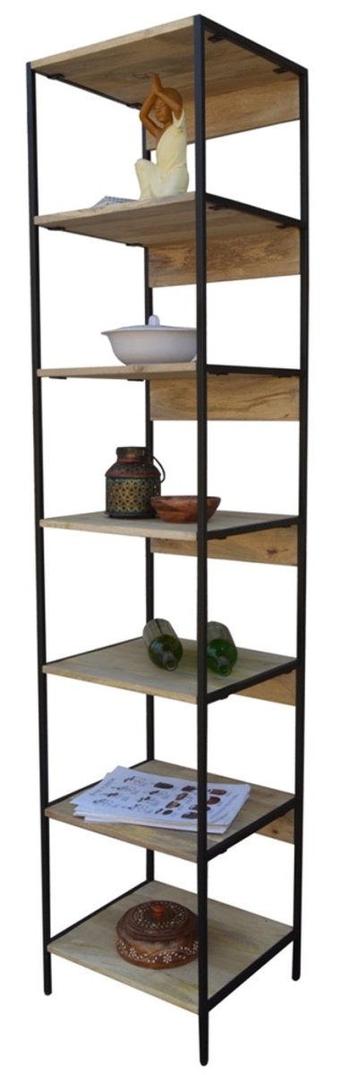 Merapi Tall Narrow mango wood Bookcase - Rustic Furniture Outlet