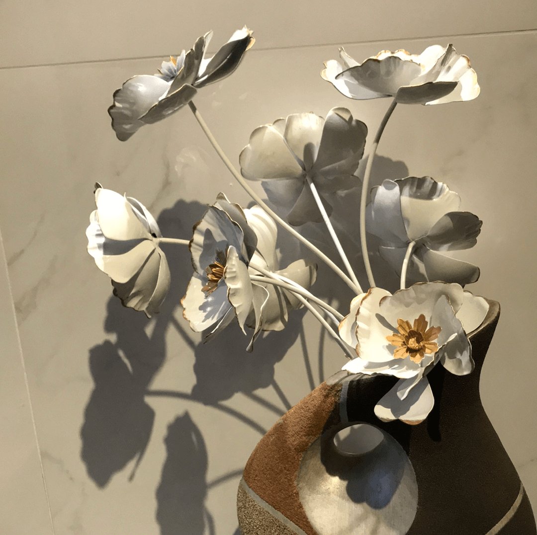 Metal White Flowers - Rustic Furniture Outlet