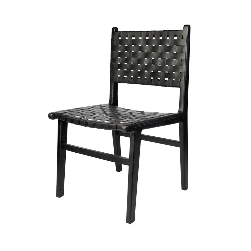 Oliver dining chair with black leather - Rustic Furniture Outlet