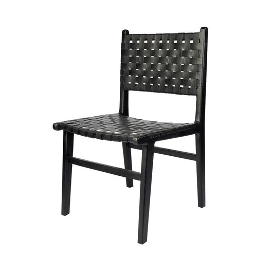 Oliver dining chair with black leather - Rustic Furniture Outlet