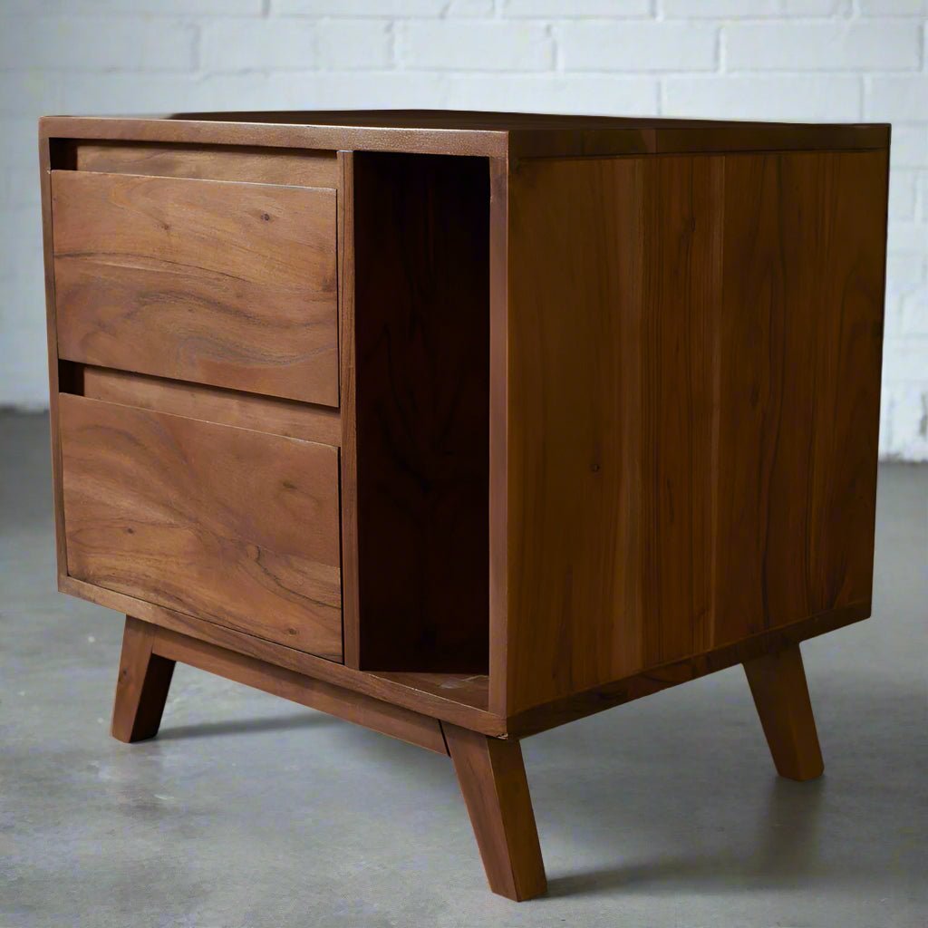 OSAKA - Acacia Wood Nightstand - Rustic Furniture Outlet