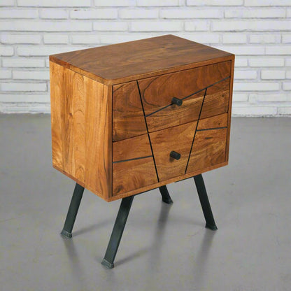 PALMA - Acacia wood Nightstand - Rustic Furniture Outlet