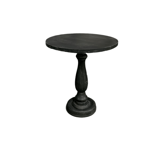 Pedestal black end table - Rustic Furniture Outlet