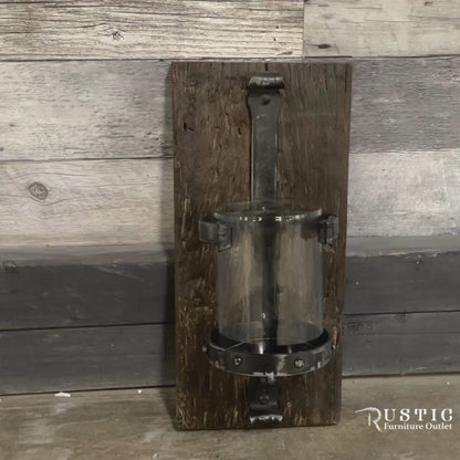 Glass Reclaimed wood wall light sconce