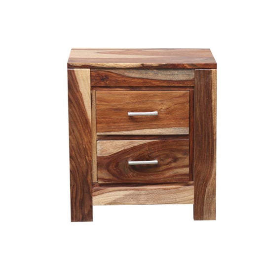 ROMY - Solid Rosewood Night Stand with 2 drawers - Rustic Furniture Outlet