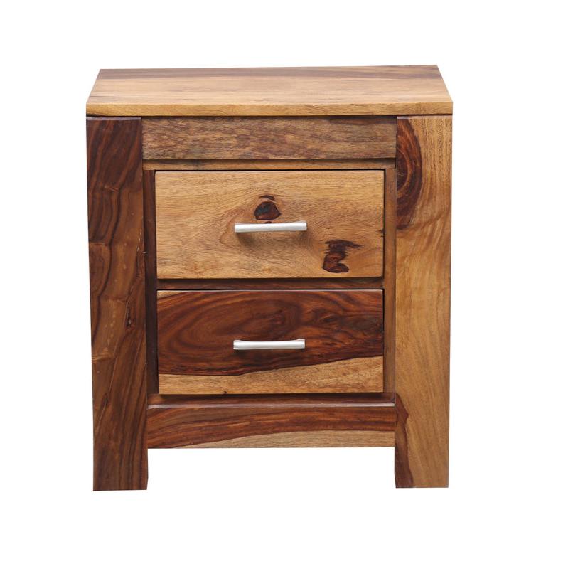 ROMY - Solid Rosewood Night Stand with 2 drawers - Rustic Furniture Outlet