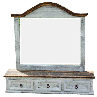 Santa Clara rustic mexican pine 3 drawer base and mirror - Rustic Furniture Outlet