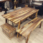 SARI - Handmade Sheesham Wood Dining Table in Natural - Rustic Furniture Outlet