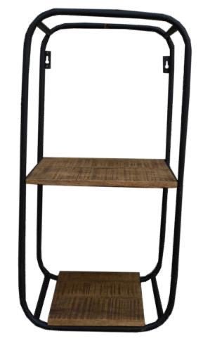 Skoda 2 mango wood wall shelf unit - Rustic Furniture Outlet
